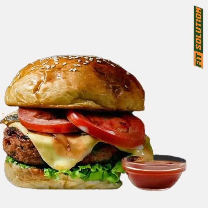 

(Allthebest) Low Cal Lean Beef Burger with Whole Wheat Bun Healthy Diet Prep Meal