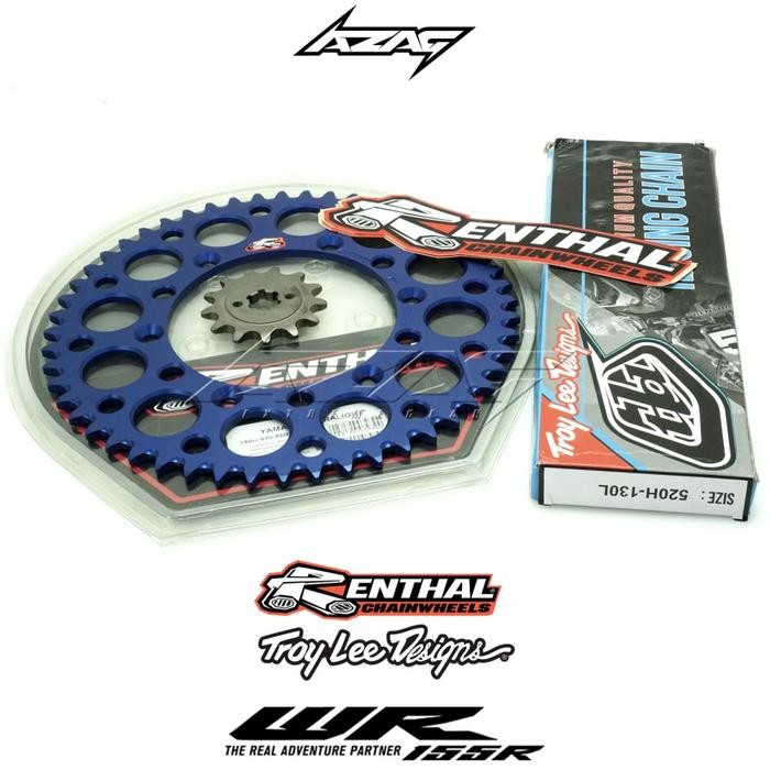 GEAR SET WR155 RENTHAL BLUE ORIGINAL RANTAI TLD 520 GOLD