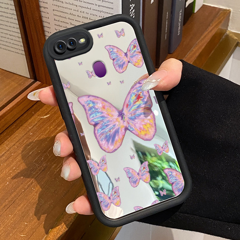 Casing Hp OPPO F9 F9 Pro A7x Realme 2 Pro Realme U1 Case Cesing warna-warni ungu kupu-kupu Silikon H