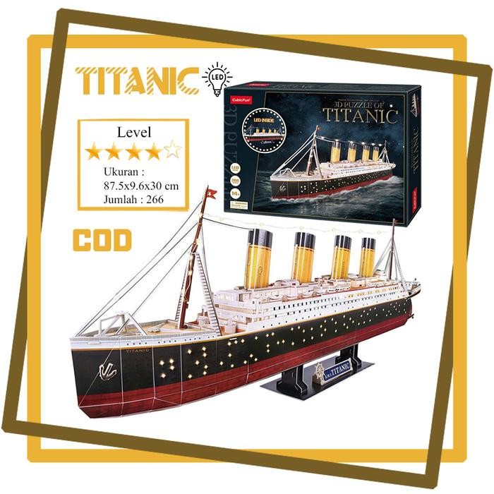 Cubicfun kapal Titanic LED 3D Puzzle Hadiah Mainan Anak Games Permainan Toys