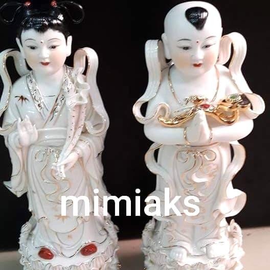 Ready Stok Patung Pendamping Dewi Kwan im Keramik Taiwan 8in/set