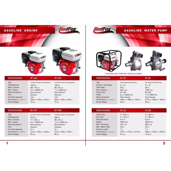 Ready stok REDFOX RF 160 GASOLINE ENGINE (5,5 HP)