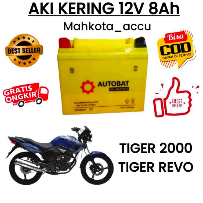 Langsung Kirim  Aki motor Honda Tiger 2000, Tiger revo, tossa hercules, jaguar,, aki kering Autobat