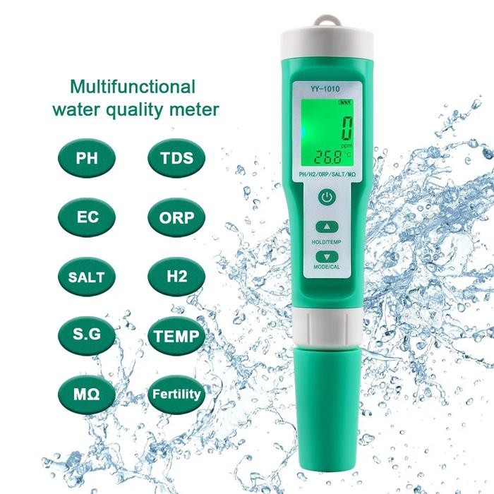 Yy-1010 Ph Meter Tds Orp Ec Salinity H2 S.G Tester Aquarium Pool Water Test Tool Solution Fertilizer