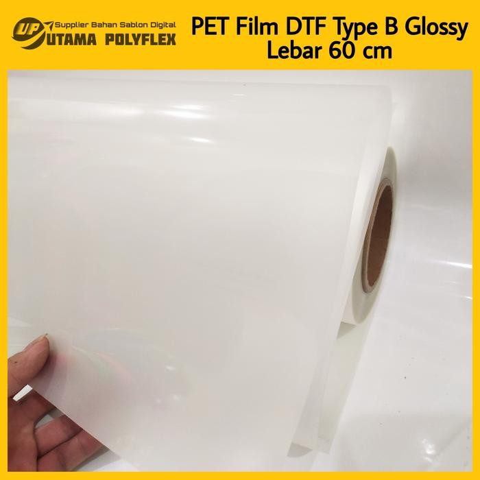 

PET Film DTF Lebar 60 cm Type B Atas Doff Bawah Glossy / Sablon FTG