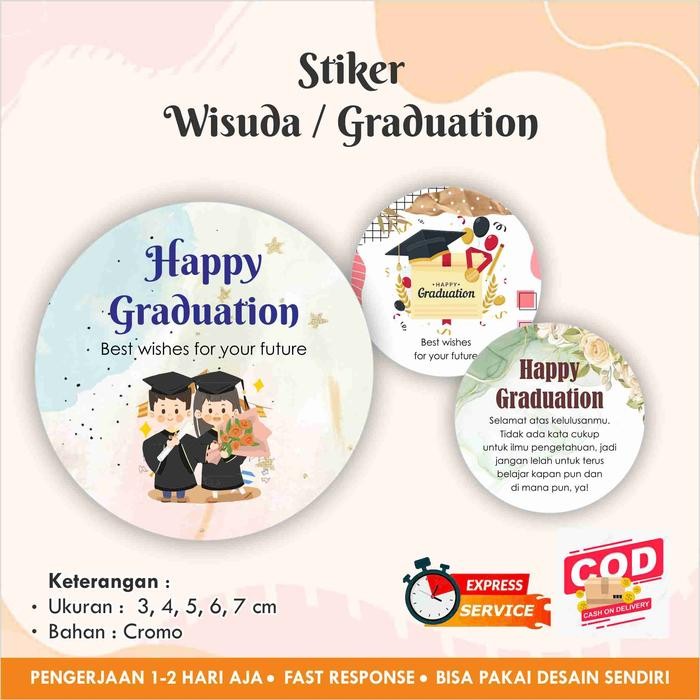 

[170 pcs] Stiker Graduation bulat cromo / Wisuda
