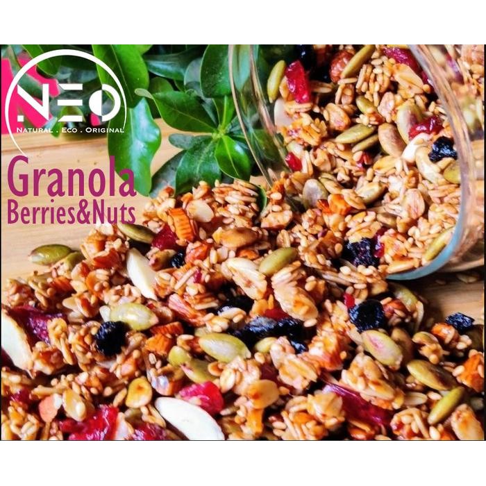 

Granola 1 kg Neo Sereal Makanan, Sarapan Praktis, Bergizi almond apel Banana Fruit