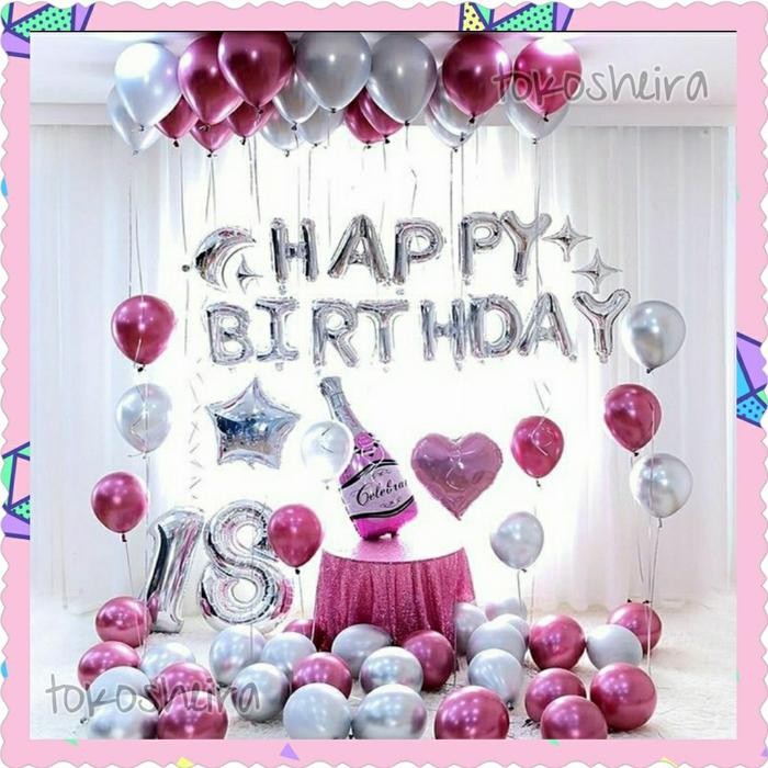 

Terlaris Paket Balon Ulang Tahun Birthday Set Balon Wine Pink Jumbo Dekorasi SALE