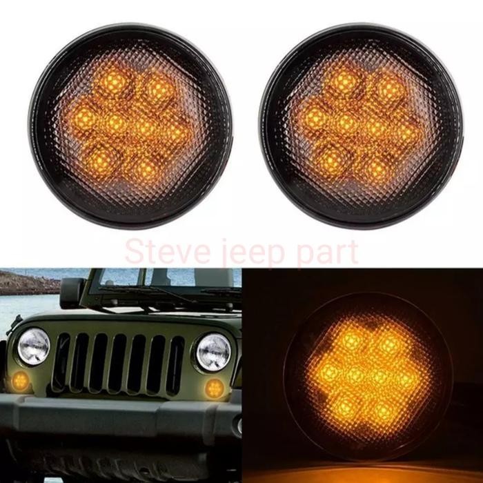 Terbagus Lampu Sein Grill Depan Smoked Led Tanpa Drl Jeep Wrangler Rubicon Jk