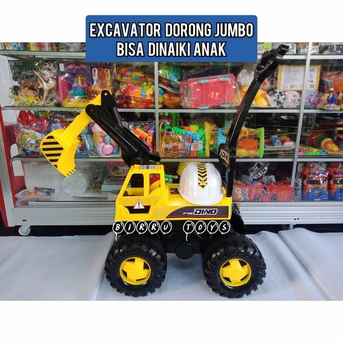 Rrady  Mainan Dorong Bego Excavator Jumbo Bisa Dinaiki Anak - Free Helm