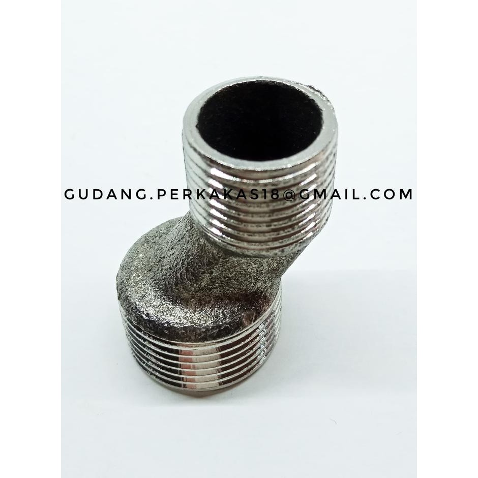 Sambungan Kran 1/2"x3/4" Double Drat Stainless Double Nipple Bathtub