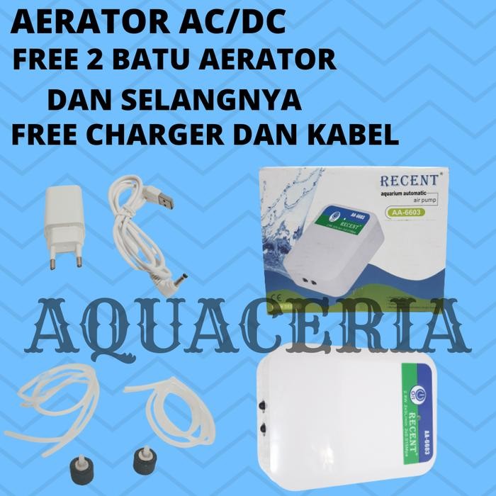 AIR PUMP AERATOR 2 OUTPUT AC/DC RECENT AA 6603 AERATOR AQUARIUM/KOLAM