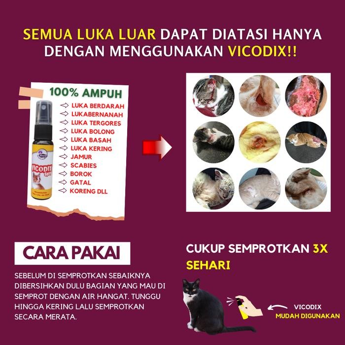 OBAT SPRAY LUKA KUCING VICODIX MENGOBATI LUKA BASAH KERING DAN GATAL