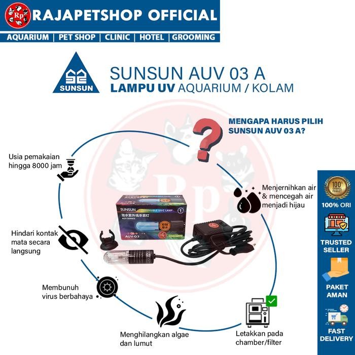 100% ORIGINAL SUNSUN AUV 03 UV LAMP AQUARIUM 3 WATT