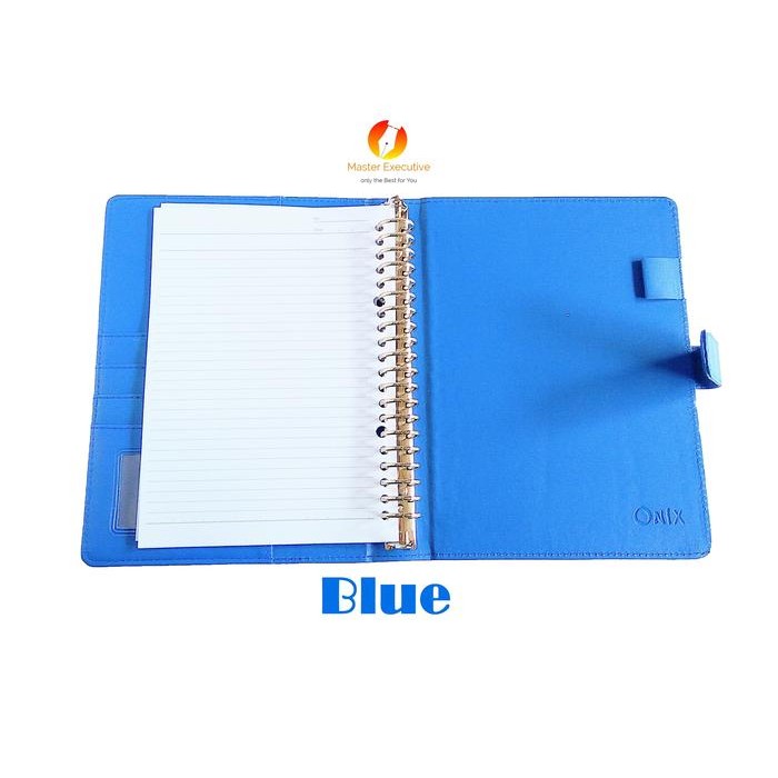 

onix blue / biru binder kulit kancing exclusive 20 ring a5 campus kode 1328