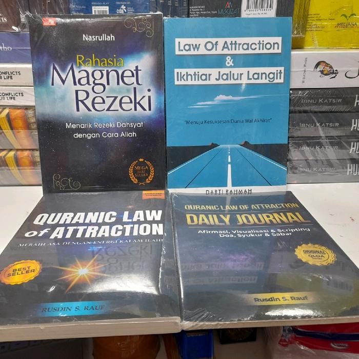 Paket 4 buku rahasia magnet rezeki, law of atrraction ikhtiar jalur langit, quranic law of