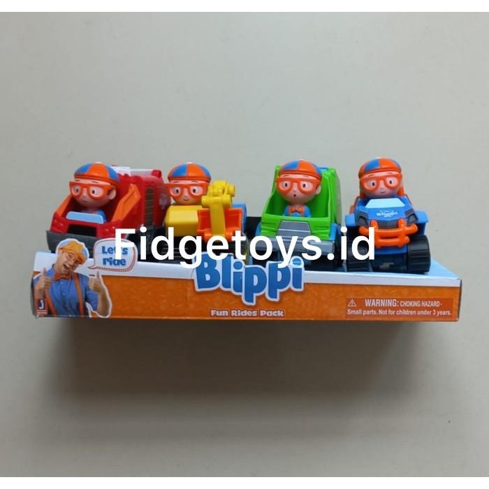 Blippi Toy Vehicles Playset of 4, Larger 3 Inch Size