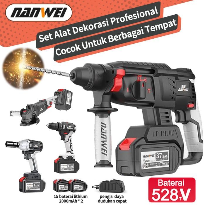 Bor Bobok Baterai Cordless Rotary Hammer /Bor beton - set 4