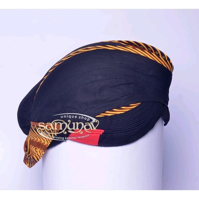 ASLI Blangkon Lipat Jogja Ekor Jebeh Motif Samurai Kuning Blangkon Lipat Dewasa Grosir Blangkon Solo