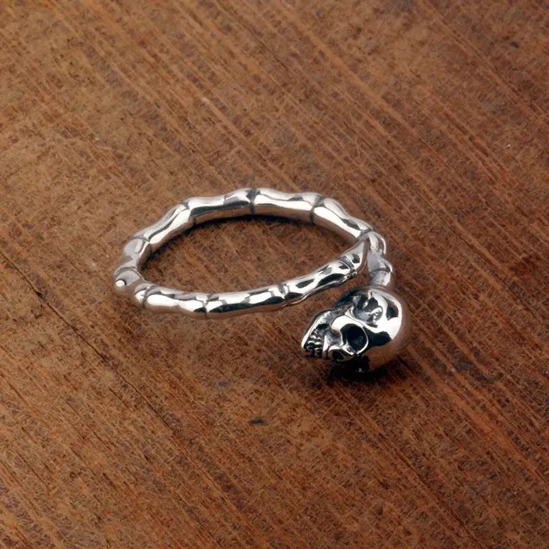 Silver Color Skeleton Hand Bone Index Finger Ring Men's Trendy Punk Dark Hip Hop Trendy Open