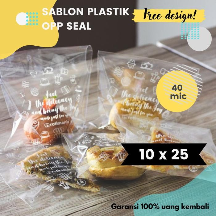 Plastik OPP Seal 10 x 25 Custom Sablon Bungkus Makanan Roti Kue