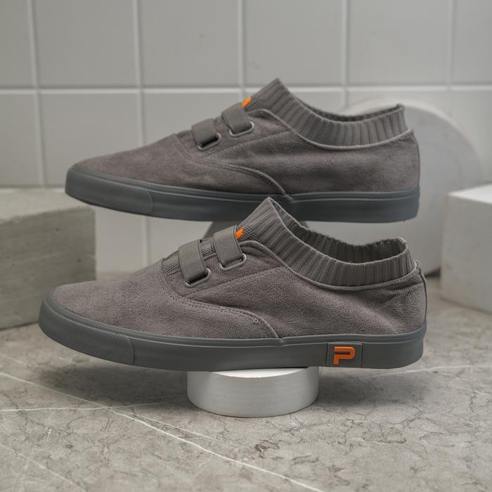 Saint Barkley - Sepatu Slip On Pria Nagoya - Grey Shoes Flat Kerja
