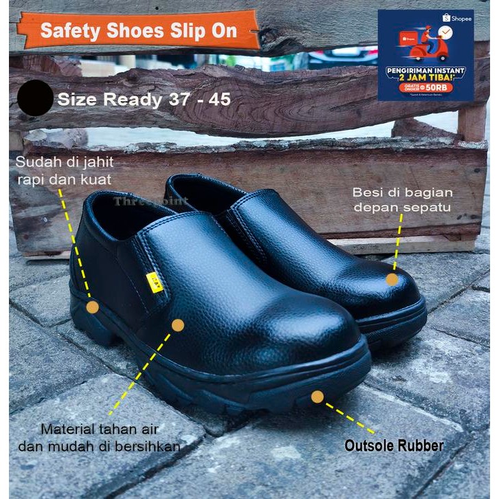 Saint Barkley - Sepatu Sefty Slop - Safety Slipon - Sepstu Caterpillar - Sepatu Proyek