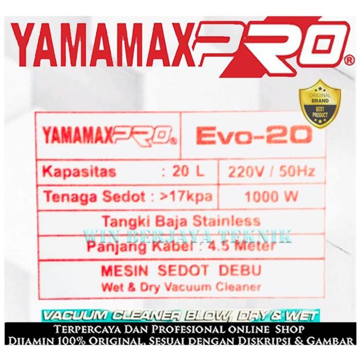 Yamamax Pro Evo 20 Vacuum Cleaner Mesin Penyedot Debu Mesin Sedot Debu