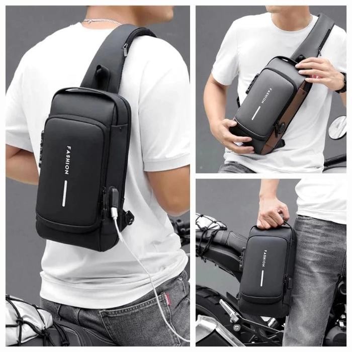 

EJ935 Tas Selempang Pria Premium Multifungsi/Men chest Sling Bag Waterproof HEMAT