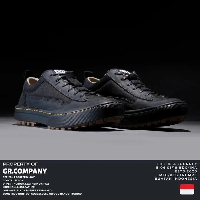 GR.Company - Prospero Low Black - Sepatu Sneakers Kulit