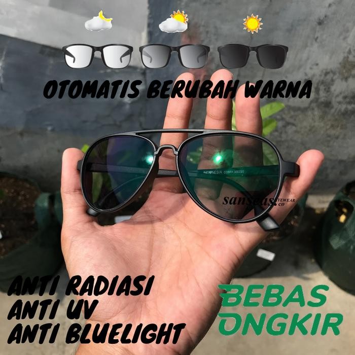 alfa Kacamata Aviator Model Pilot Lensa Photocromic Otomatis Berubah warna