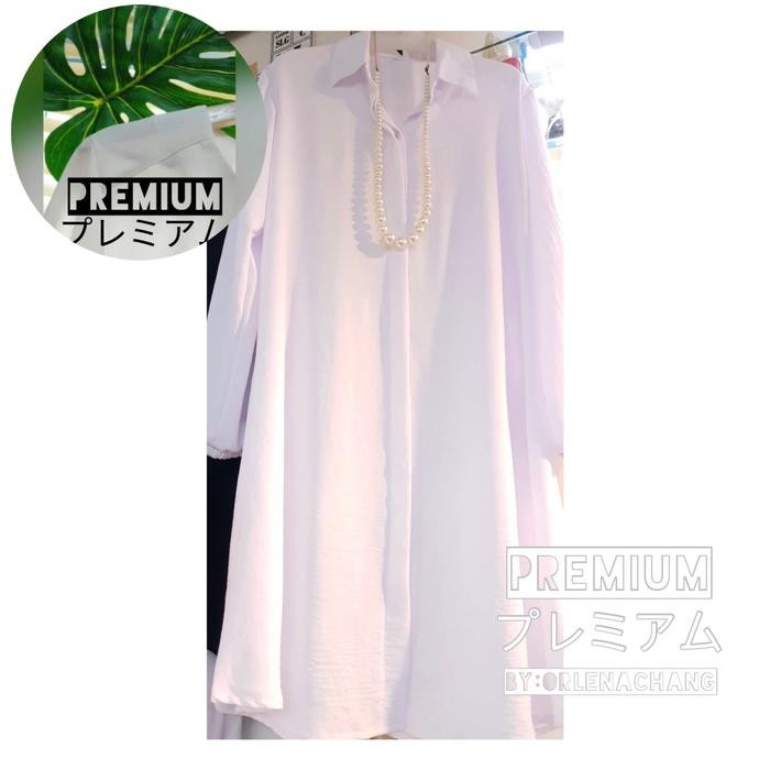 Premium Kemeja Putih Wanita Long Tunik Airflow Import Isyana
