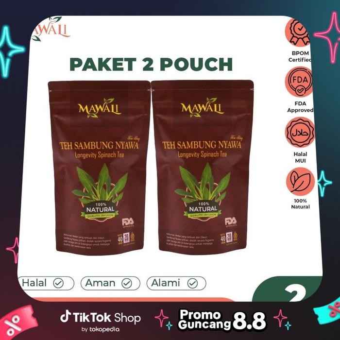

Vanilla.storee (PAKET 2 POUCH) Mawali Teh Herbal Sambung Nyawa BPOM organik