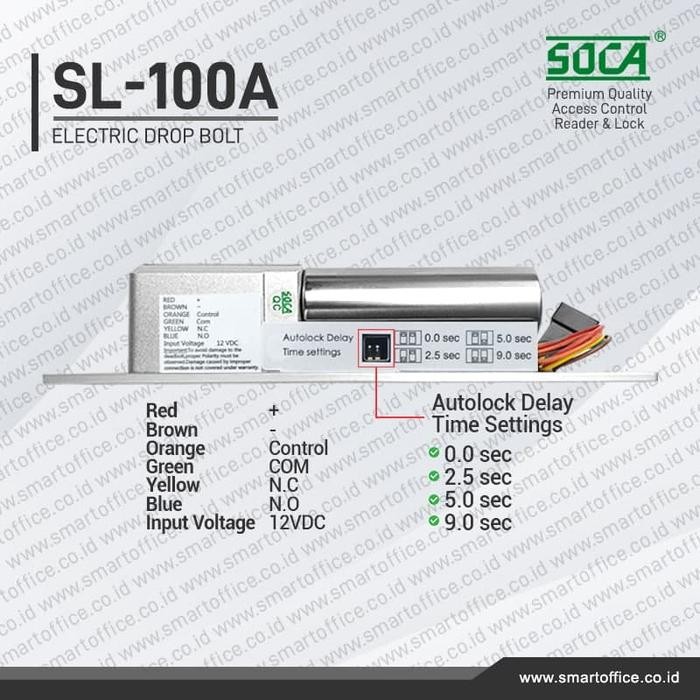 Soca Sl100A Electric Drop Bolt Lock Access Control Door Kaca