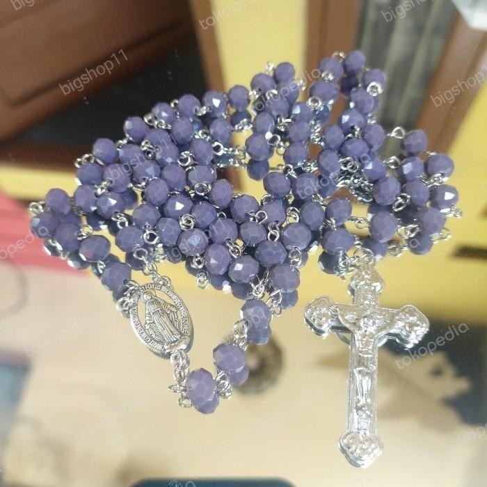 

SALE !!! ROSARIO DOA BAPA KAMI 77 BUTIR KRISTAL DOVE UNGU UK 8MM READYY