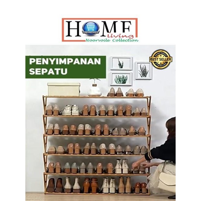 Rak Sepatu Susun Kayu Zigzag Minimalis *