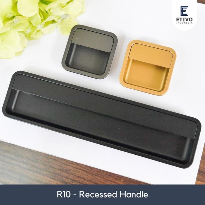 Etivo R10 Recessed Handle Pair Black Tarikan Laci Tanam ng Lemari *