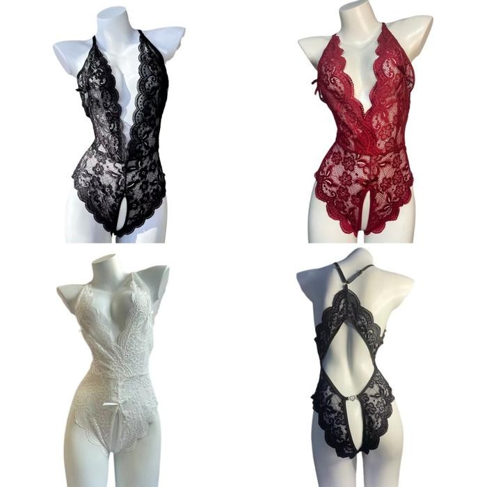 Lingerie Wanita Bodysuit Sexy New Style Model V Shape Full Renda Impor