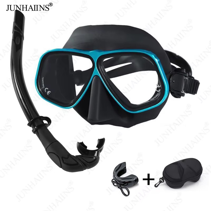 Free Diving Mask, Low Volume Aluminum Alloy Frame Mask, Scuba Diving Mask, Wet Breathing Tube, Tempe