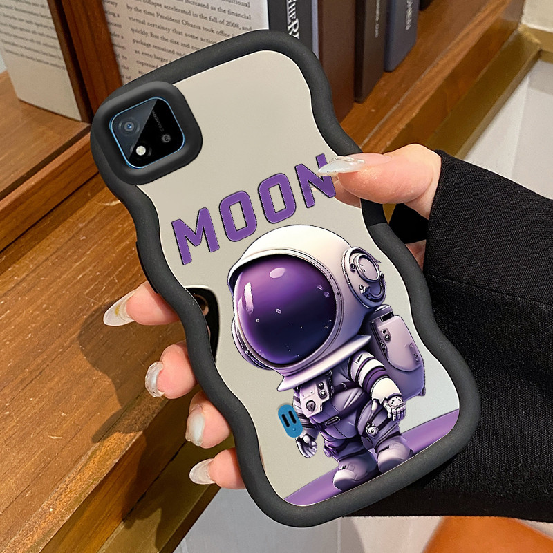Casing Untuk Realme C20 C20A C11 2021 Case Casing pola manusia luar angkasa ungu cermin Silikon Soft