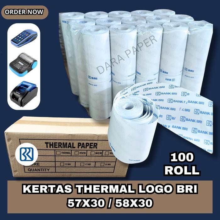 

KERTAS THERMAL EDC LOGO BRI 57X30 / 58X30 ISI 100 ROLL