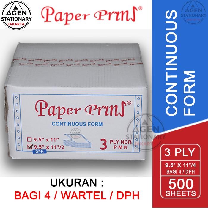 

KERTAS CONTINUOUS FORM PAPER PRINT 9.5 X 11 3 PLY DPH BAGI 4 HVS RANGKAP 3 WARTEL