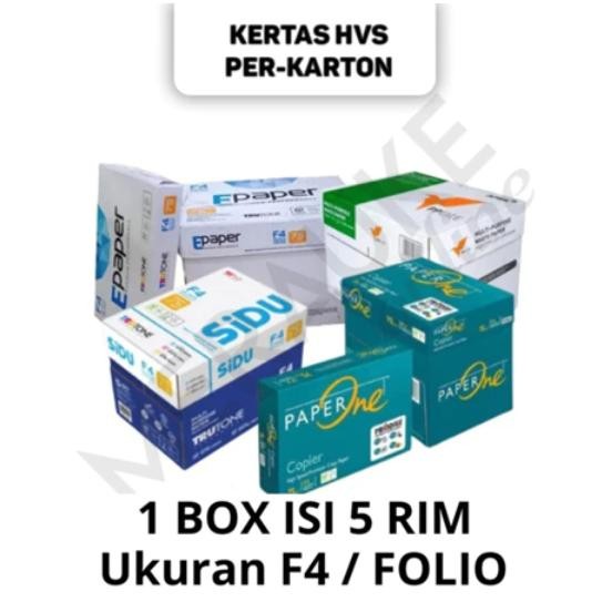 

Kertas HVS F4 / Folio 70 75 gsm PER-KARTON (1 KARTON / DUS isi 5 RIM) - SIDU Paperone PP Lite Bmo