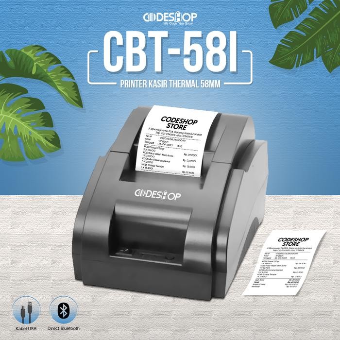 

Codeshop CBT-58i Printer Thermal Bluetooth 58mm Cetak Struk Kasir RJ11