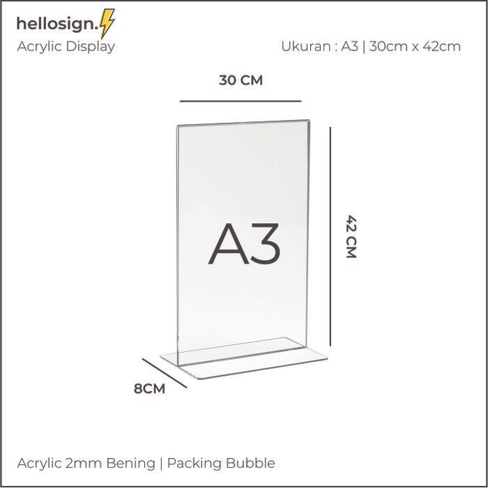 

Akrilik Display A3 Tempat Brosur A3 Acrylic Tent Cardholder Type T