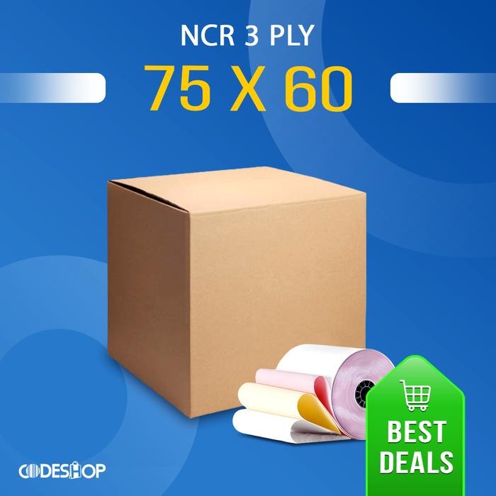 

1 Dus - Kertas Kasir HVS NCR 75 x 60mm 3 Ply Cetak Dot Matrix