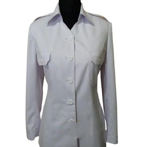 Seragam Kemeja Pdh Pns Wanita Putih Lengan Panjang Xs-7L Nagata Drill