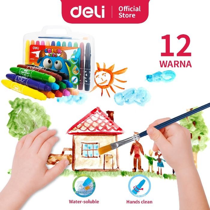 

Deli Krayon Gel 12 Warna / Box Dapat Dicampur Air Dengan Kuas