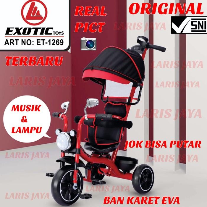 Sepeda Roda Tiga Exotic 1269 Sepeda Anak Roda Tiga Model Motor Et-1269