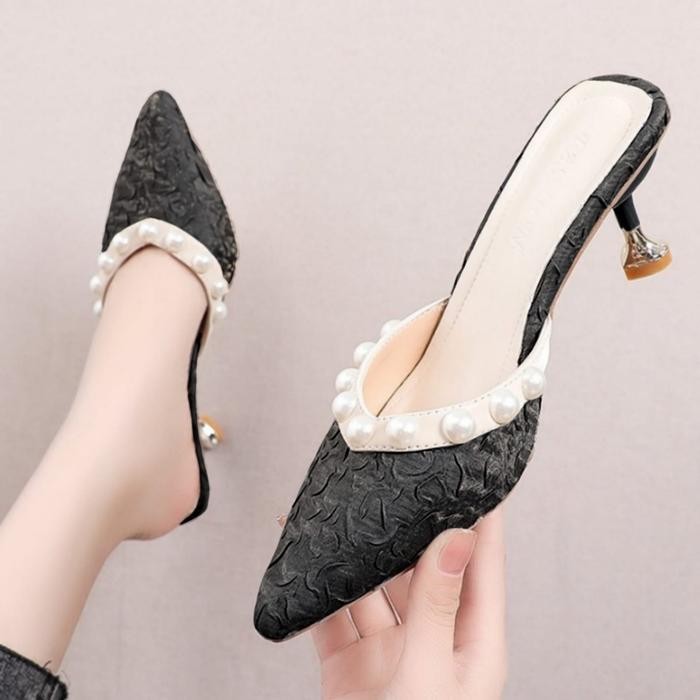 alfa Muchu - Jihan Heels Wanita 5 cm / Heels Pesta / Heels Mutiara / Heels Bigsize Wanita / Kitten